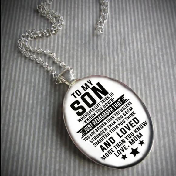 NEW! Sentimental Son Pendant & Silver Chain Necklace. NWOT - Picture 2 of 3